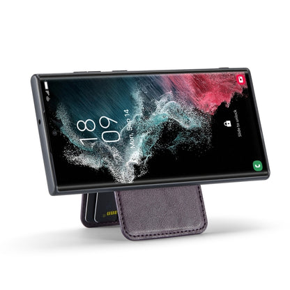 For Samsung Galaxy S22 Ultra 5G Fierre Shann Cowhide Vertical Flip Magnetic Card Holder Phone Case(Purple) - Galaxy S22 Ultra 5G Cases by FIERRE SHANN | Online Shopping UK | buy2fix