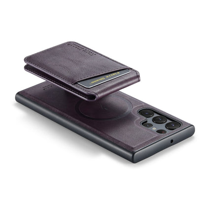 For Samsung Galaxy S22 Ultra 5G Fierre Shann Cowhide Vertical Flip Magnetic Card Holder Phone Case(Purple) - Galaxy S22 Ultra 5G Cases by FIERRE SHANN | Online Shopping UK | buy2fix