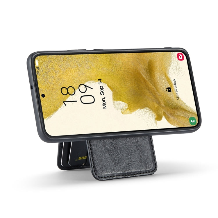 For Samsung Galaxy S22+ 5G Fierre Shann Cowhide Vertical Flip Magnetic Card Holder Phone Case(Black) - Galaxy S22+ 5G Cases by FIERRE SHANN | Online Shopping UK | buy2fix