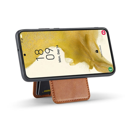 For Samsung Galaxy S22+ 5G Fierre Shann Cowhide Vertical Flip Magnetic Card Holder Phone Case(Brown) - Galaxy S22+ 5G Cases by FIERRE SHANN | Online Shopping UK | buy2fix