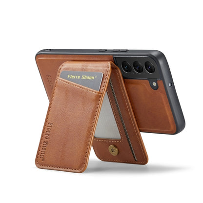For Samsung Galaxy S22+ 5G Fierre Shann Cowhide Vertical Flip Magnetic Card Holder Phone Case(Brown) - Galaxy S22+ 5G Cases by FIERRE SHANN | Online Shopping UK | buy2fix