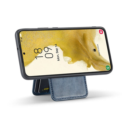 For Samsung Galaxy S22+ 5G Fierre Shann Cowhide Vertical Flip Magnetic Card Holder Phone Case(Blue) - Galaxy S22+ 5G Cases by FIERRE SHANN | Online Shopping UK | buy2fix