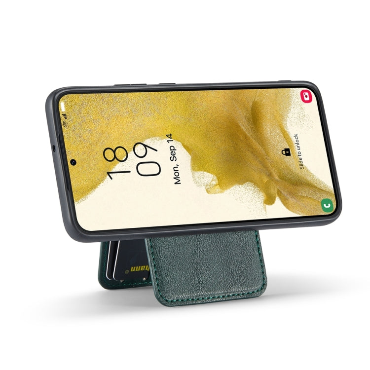 For Samsung Galaxy S22+ 5G Fierre Shann Cowhide Vertical Flip Magnetic Card Holder Phone Case(Green) - Galaxy S22+ 5G Cases by FIERRE SHANN | Online Shopping UK | buy2fix