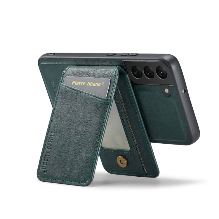 For Samsung Galaxy S22+ 5G Fierre Shann Cowhide Vertical Flip Magnetic Card Holder Phone Case(Green) - Galaxy S22+ 5G Cases by FIERRE SHANN | Online Shopping UK | buy2fix
