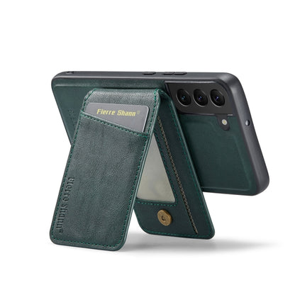 For Samsung Galaxy S22+ 5G Fierre Shann Cowhide Vertical Flip Magnetic Card Holder Phone Case(Green) - Galaxy S22+ 5G Cases by FIERRE SHANN | Online Shopping UK | buy2fix