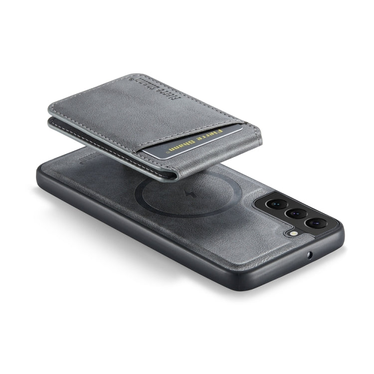 For Samsung Galaxy S22+ 5G Fierre Shann Cowhide Vertical Flip Magnetic Card Holder Phone Case(Grey) - Galaxy S22+ 5G Cases by FIERRE SHANN | Online Shopping UK | buy2fix