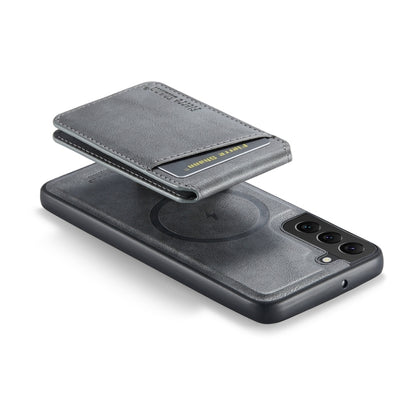 For Samsung Galaxy S22+ 5G Fierre Shann Cowhide Vertical Flip Magnetic Card Holder Phone Case(Grey) - Galaxy S22+ 5G Cases by FIERRE SHANN | Online Shopping UK | buy2fix