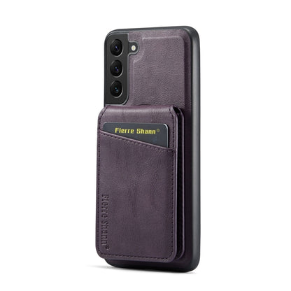 For Samsung Galaxy S22+ 5G Fierre Shann Cowhide Vertical Flip Magnetic Card Holder Phone Case(Purple) - Galaxy S22+ 5G Cases by FIERRE SHANN | Online Shopping UK | buy2fix