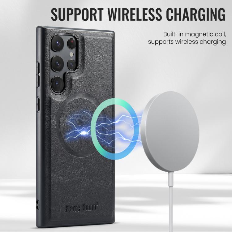 For Samsung Galaxy S25 Ultra 5G Fierre Shann Cowhide Vertical Flip Magnetic Card Holder Phone Case(Black) - Galaxy S25 Ultra 5G Cases by FIERRE SHANN | Online Shopping UK | buy2fix