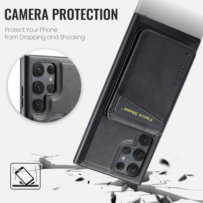 For Samsung Galaxy S25 Ultra 5G Fierre Shann Cowhide Vertical Flip Magnetic Card Holder Phone Case(Black) - Galaxy S25 Ultra 5G Cases by FIERRE SHANN | Online Shopping UK | buy2fix