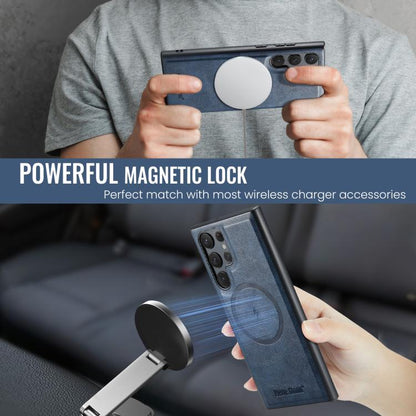 For Samsung Galaxy S25 Ultra 5G Fierre Shann Cowhide Vertical Flip Magnetic Card Holder Phone Case(Blue) - Galaxy S25 Ultra 5G Cases by FIERRE SHANN | Online Shopping UK | buy2fix