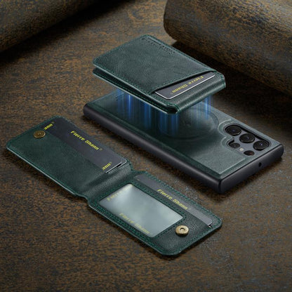 For Samsung Galaxy S25 Ultra 5G Fierre Shann Cowhide Vertical Flip Magnetic Card Holder Phone Case(Green) - Galaxy S25 Ultra 5G Cases by FIERRE SHANN | Online Shopping UK | buy2fix