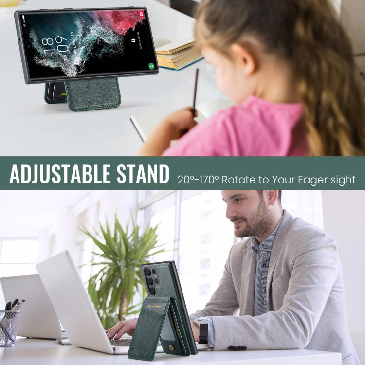 For Samsung Galaxy S25 Ultra 5G Fierre Shann Cowhide Vertical Flip Magnetic Card Holder Phone Case(Green) - Galaxy S25 Ultra 5G Cases by FIERRE SHANN | Online Shopping UK | buy2fix