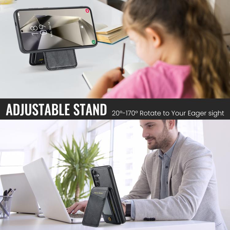 For Samsung Galaxy S25 5G Fierre Shann Cowhide Vertical Flip Magnetic Card Holder Phone Case(Black) - Galaxy S25 5G Cases by FIERRE SHANN | Online Shopping UK | buy2fix