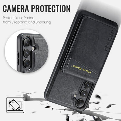For Samsung Galaxy S24 FE 5G Fierre Shann Cowhide Vertical Flip Magnetic Card Holder Phone Case(Black) - Galaxy S24 FE 5G Cases by FIERRE SHANN | Online Shopping UK | buy2fix