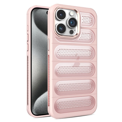 For iPhone 15 Pro Max Cooling Armor Translucent Mesh Breathable Phone Case(Pink) by buy2fix