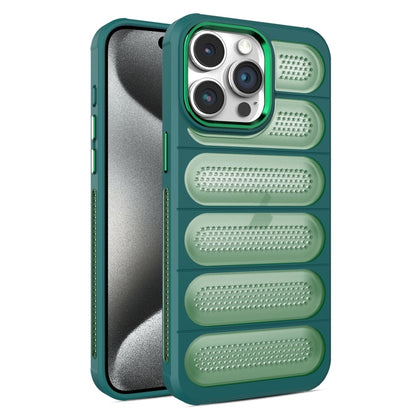 For iPhone 15 Pro Max Cooling Armor Translucent Mesh Breathable Phone Case(Green) by buy2fix