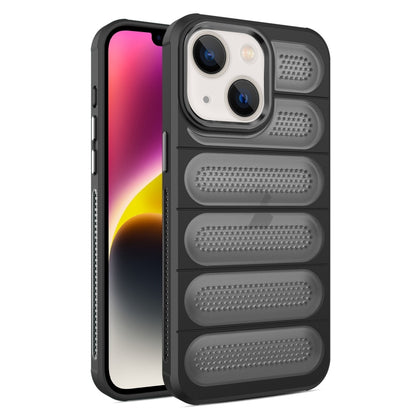 For iPhone 14 Cooling Armor Translucent Mesh Breathable Phone Case(Black) by buy2fix