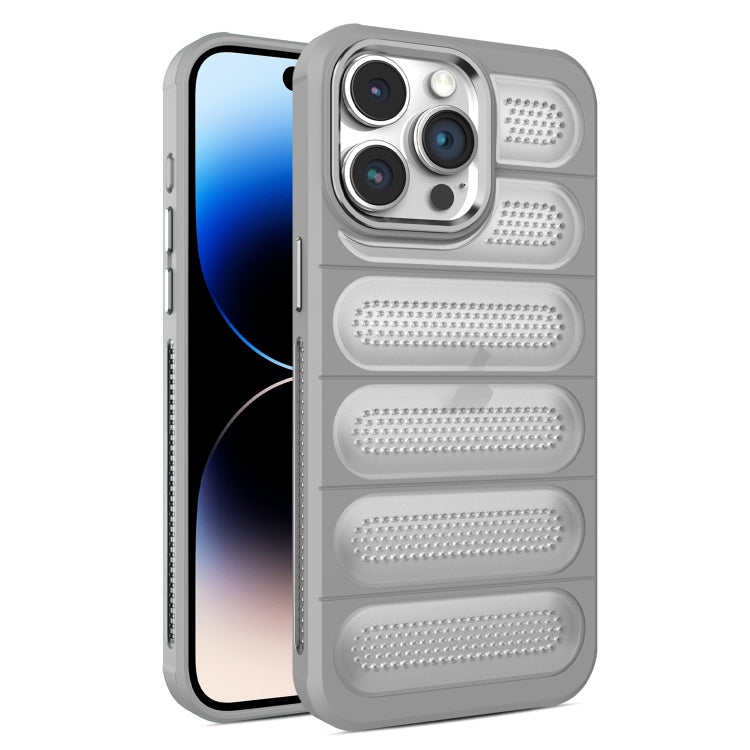 For iPhone 14 Pro Cooling Armor Translucent Mesh Breathable Phone Case(Grey) - iPhone 14 Pro Cases by buy2fix | Online Shopping UK | buy2fix