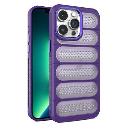For iPhone 13 Pro Max Cooling Armor Translucent Mesh Breathable Phone Case(Purple) by buy2fix