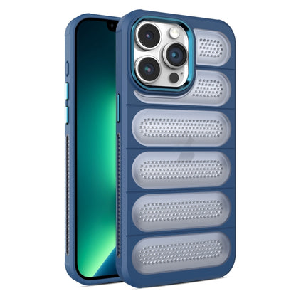 For iPhone 13 Pro Max Cooling Armor Translucent Mesh Breathable Phone Case(Blue) by buy2fix