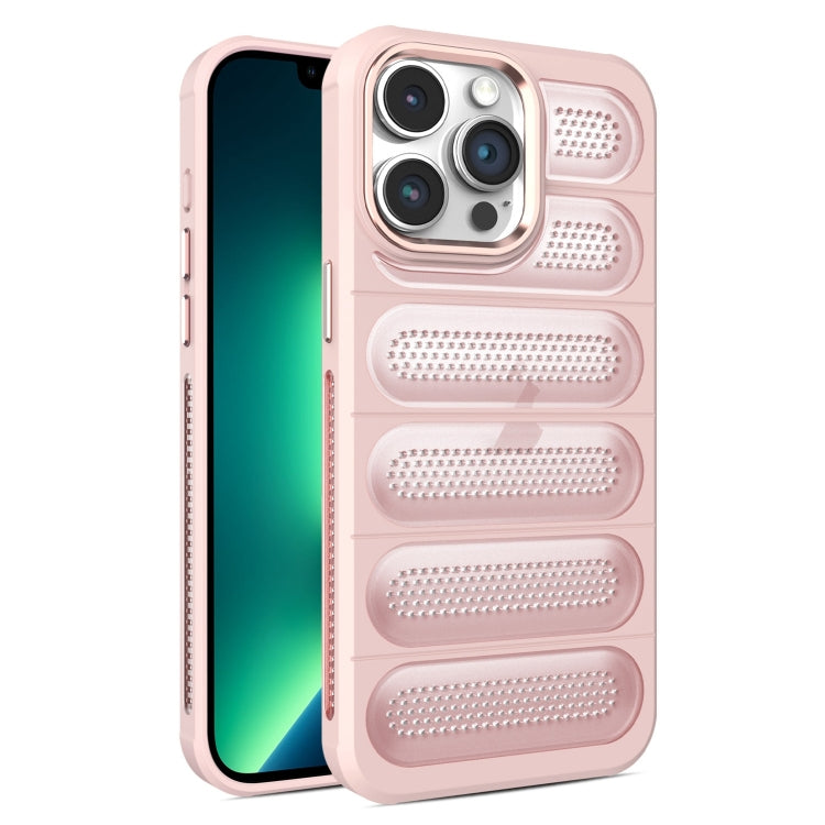 For iPhone 13 Pro Max Cooling Armor Translucent Mesh Breathable Phone Case(Pink) by buy2fix
