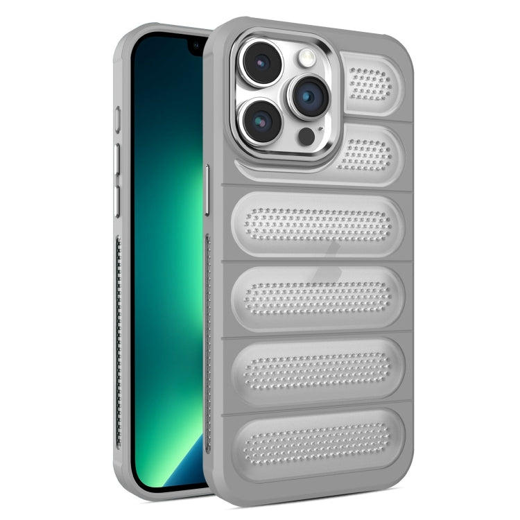 For iPhone 13 Pro Max Cooling Armor Translucent Mesh Breathable Phone Case(Grey) by buy2fix