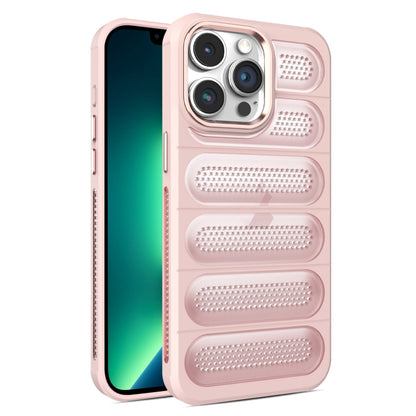 For iPhone 13 Pro Cooling Armor Translucent Mesh Breathable Phone Case(Pink) by buy2fix