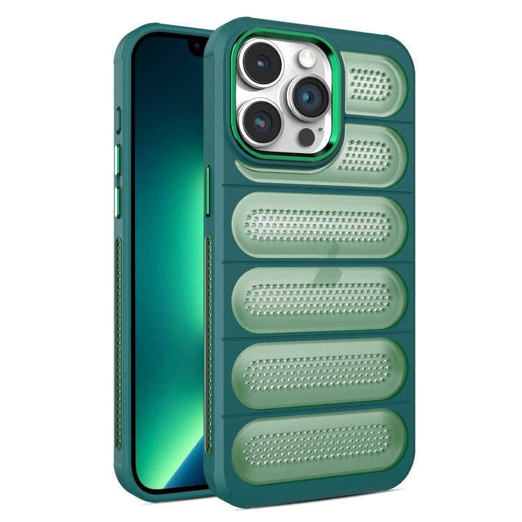 For iPhone 13 Pro Cooling Armor Translucent Mesh Breathable Phone Case(Green) by buy2fix