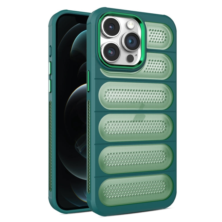 For iPhone 12 Pro Max Cooling Armor Translucent Mesh Breathable Phone Case(Green) by buy2fix