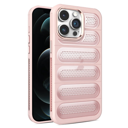 For iPhone 12 Pro Cooling Armor Translucent Mesh Breathable Phone Case(Pink) by buy2fix