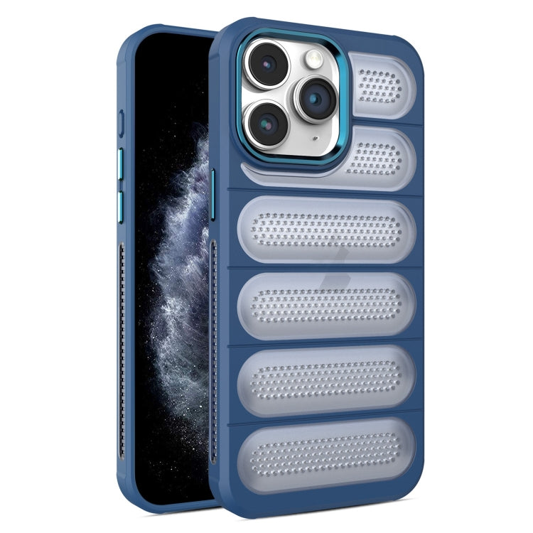 For iPhone 11 Pro Max Cooling Armor Translucent Mesh Breathable Phone Case(Blue) by buy2fix