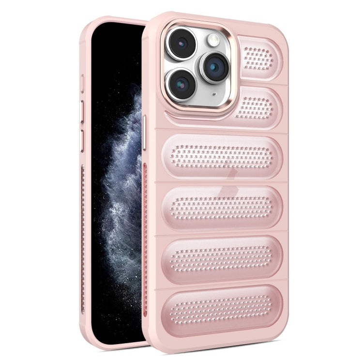 For iPhone 11 Pro Max Cooling Armor Translucent Mesh Breathable Phone Case(Pink) by buy2fix