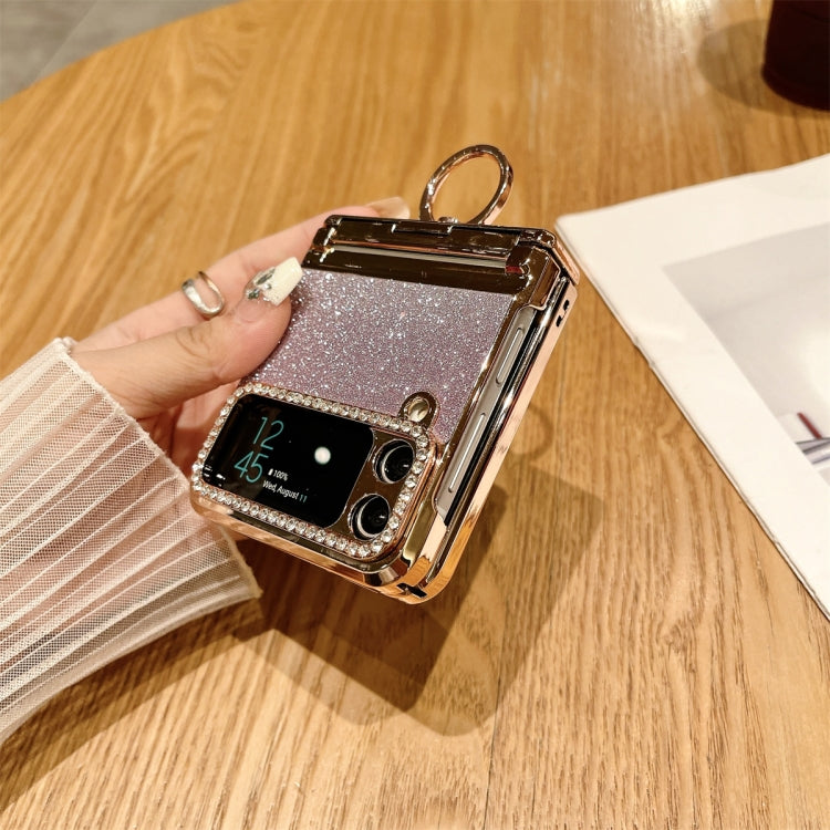 For Samsung Galaxy Z Flip3 5G Electroplated PC Starry Sky Glitter Shockproof Phone Case with Ring(Black) - Galaxy Phone Cases by buy2fix | Online Shopping UK | buy2fix