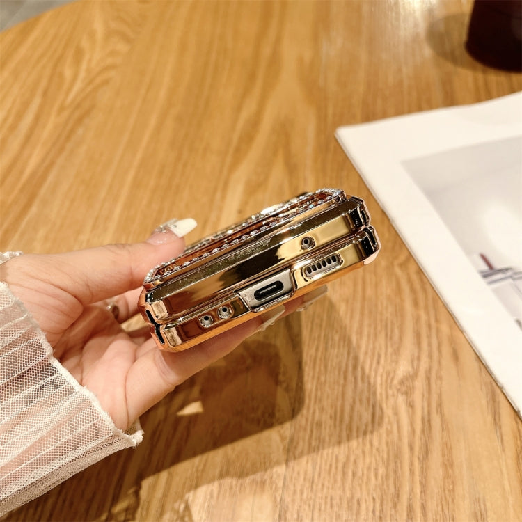 For Samsung Galaxy Z Flip4 5G Electroplated PC Starry Sky Glitter Shockproof Phone Case with Ring(Pink) - Galaxy Z Flip4 5G Cases by buy2fix | Online Shopping UK | buy2fix