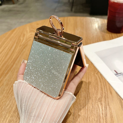 For Samsung Galaxy Z Flip4 5G Electroplated PC Starry Sky Glitter Shockproof Phone Case with Ring(Black) - Galaxy Z Flip4 5G Cases by buy2fix | Online Shopping UK | buy2fix