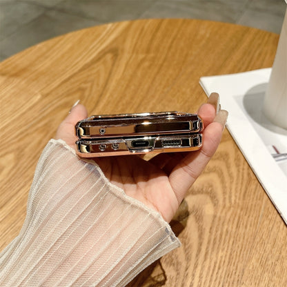 For Samsung Galaxy Z Flip5 5G Electroplated PC Starry Sky Glitter Shockproof Phone Case with Ring(Black) - Galaxy Z Flip5 Cases by buy2fix | Online Shopping UK | buy2fix