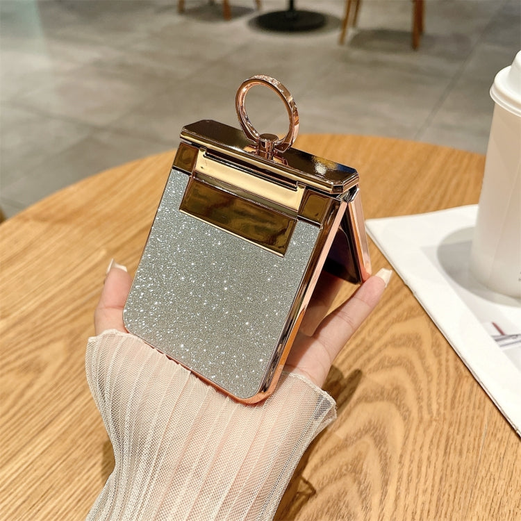 For Samsung Galaxy Z Flip5 5G Electroplated PC Starry Sky Glitter Shockproof Phone Case with Ring(Gold) - Galaxy Z Flip5 Cases by buy2fix | Online Shopping UK | buy2fix