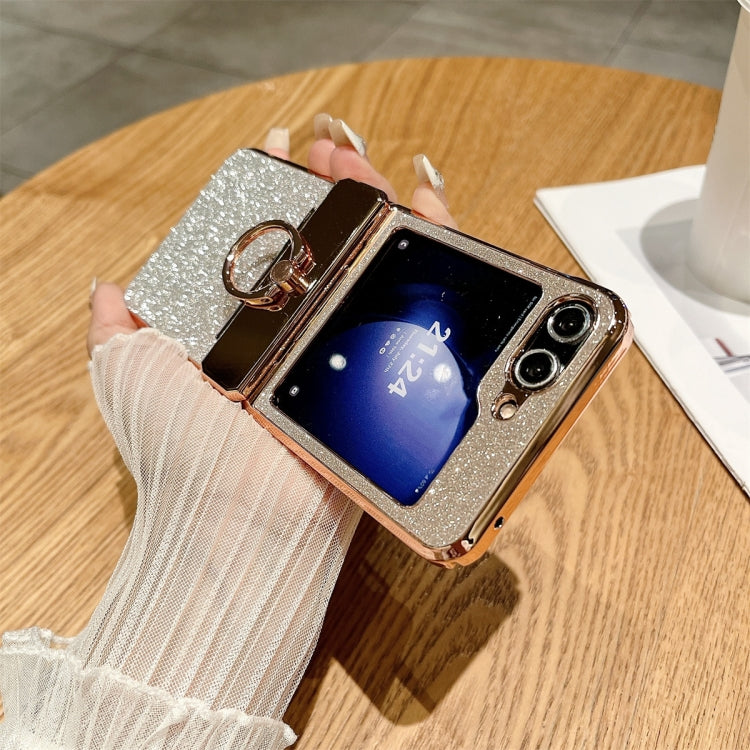 For Samsung Galaxy Z Flip5 5G Electroplated PC Starry Sky Glitter Shockproof Phone Case with Ring(Blue) - Galaxy Z Flip5 Cases by buy2fix | Online Shopping UK | buy2fix
