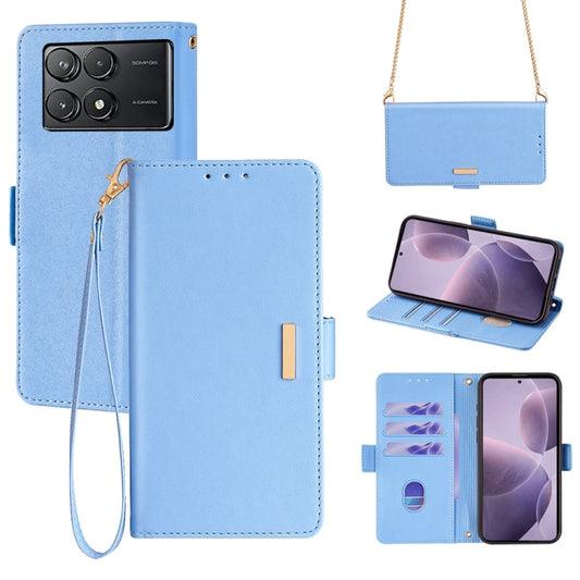 For Xiaomi Redmi K70 5G / K70 Pro 5G Crossbody Chain Leather Phone Case(Blue) - Xiaomi Cases by buy2fix | Online Shopping UK | buy2fix