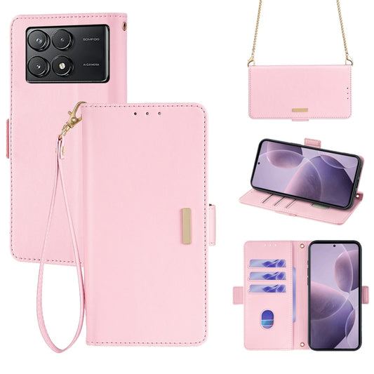 For Xiaomi Redmi K70 5G / K70 Pro 5G Crossbody Chain Leather Phone Case(Pink) - Xiaomi Cases by buy2fix | Online Shopping UK | buy2fix