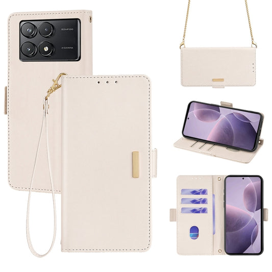 For Xiaomi Redmi K70 5G / K70 Pro 5G Crossbody Chain Leather Phone Case(White) - Xiaomi Cases by buy2fix | Online Shopping UK | buy2fix