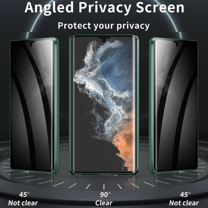 For Samsung Galaxy S23 Ultra 5G MagSafe Magnetic Privacy Frosted Tempered Glass Holder Phone Case(Green) - Galaxy S23 Ultra 5G Cases by buy2fix | Online Shopping UK | buy2fix