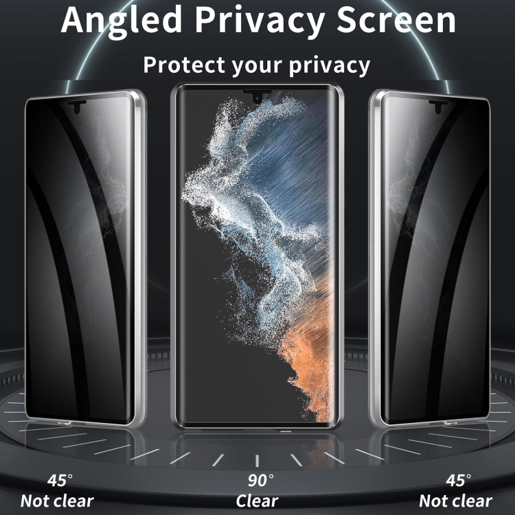 For Samsung Galaxy S23 Ultra 5G MagSafe Magnetic Privacy Frosted Tempered Glass Holder Phone Case(Silver) - Galaxy S23 Ultra 5G Cases by buy2fix | Online Shopping UK | buy2fix