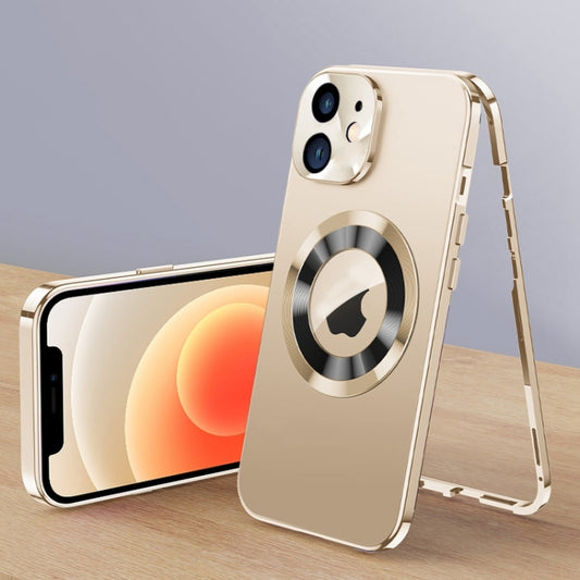 For iPhone 12 Magnetic HD Tempered Glass Phone Case(Gold) - iPhone 12 mini Cases by buy2fix | Online Shopping UK | buy2fix