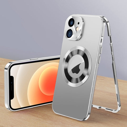 For iPhone 12 Magnetic HD Tempered Glass Phone Case(Silver) - iPhone 12 mini Cases by buy2fix | Online Shopping UK | buy2fix