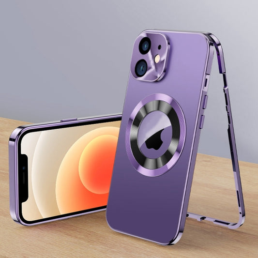 For iPhone 12 Magnetic HD Tempered Glass Phone Case(Purple) - iPhone 12 mini Cases by buy2fix | Online Shopping UK | buy2fix