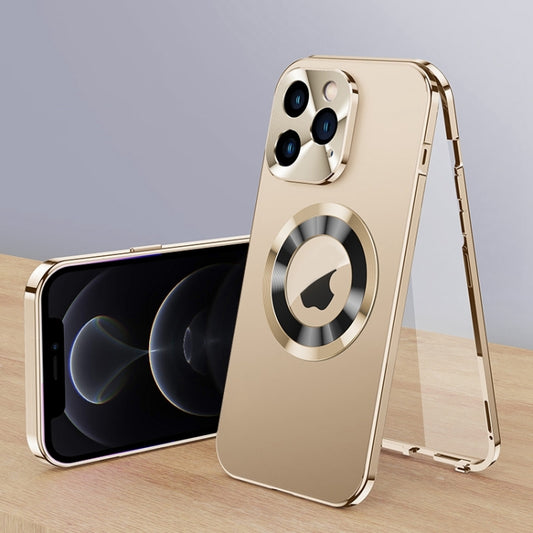 For iPhone 12 Pro Magnetic HD Tempered Glass Phone Case(Gold) - iPhone 12 / 12 Pro Cases by buy2fix | Online Shopping UK | buy2fix