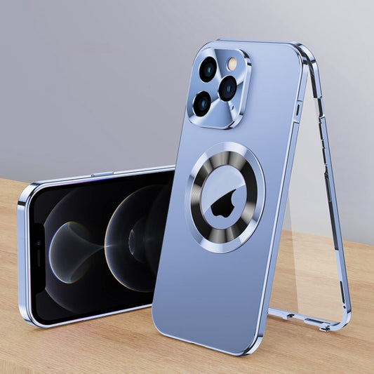 For iPhone 12 Pro Magnetic HD Tempered Glass Phone Case(Sierra Blue) - iPhone 12 / 12 Pro Cases by buy2fix | Online Shopping UK | buy2fix