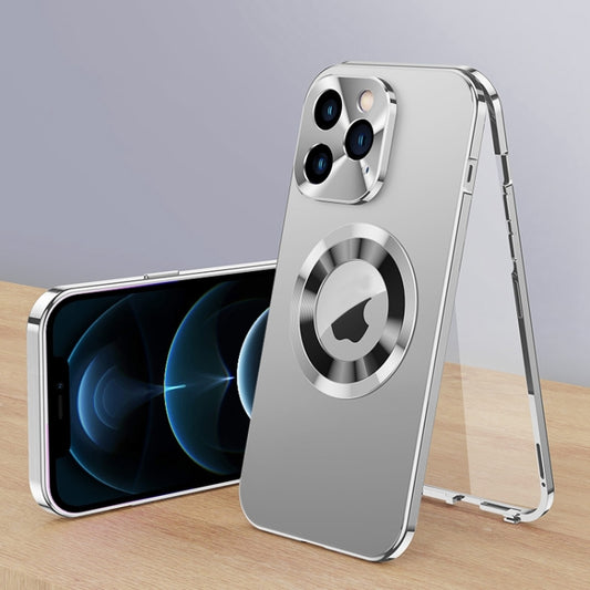 For iPhone 12 Pro Max Magnetic HD Tempered Glass Phone Case(Silver) - iPhone 12 Pro Max Cases by buy2fix | Online Shopping UK | buy2fix